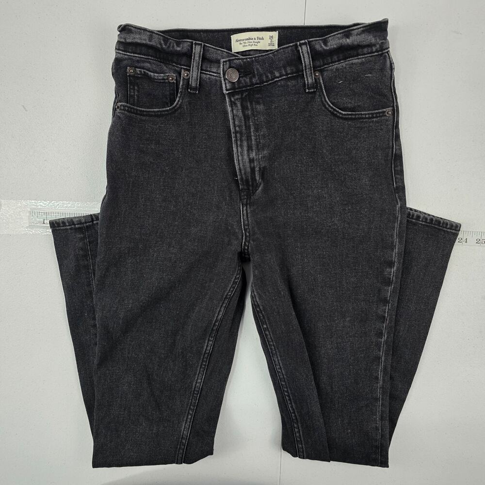 Abercrombie the 90s slim straight ultra high rise jeans black denim 26/2 5402